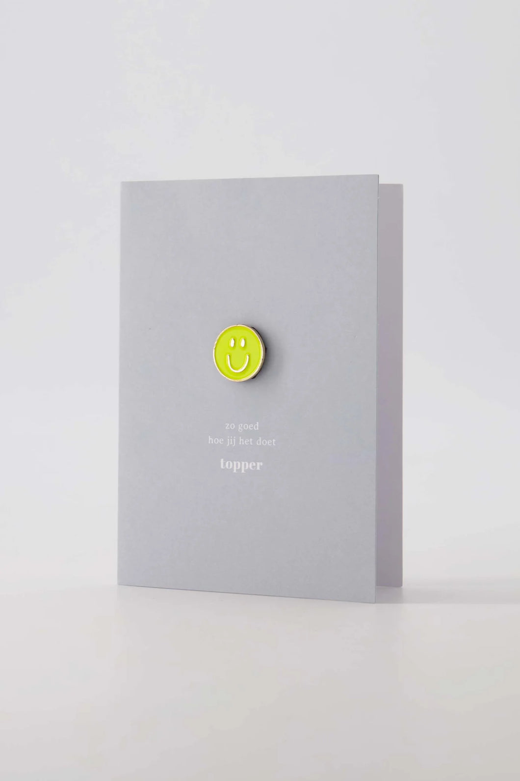 Zusss wenskaart magneet smiley - Geel/grijs/blauw