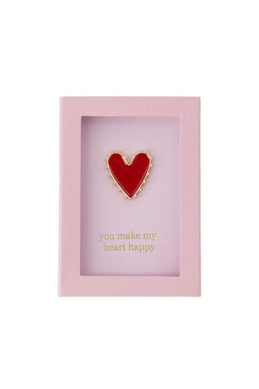 Zusss - Broche in doosje Heart - Roze / Wit