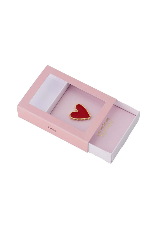 Zusss - Broche in doosje Heart - Roze / Wit