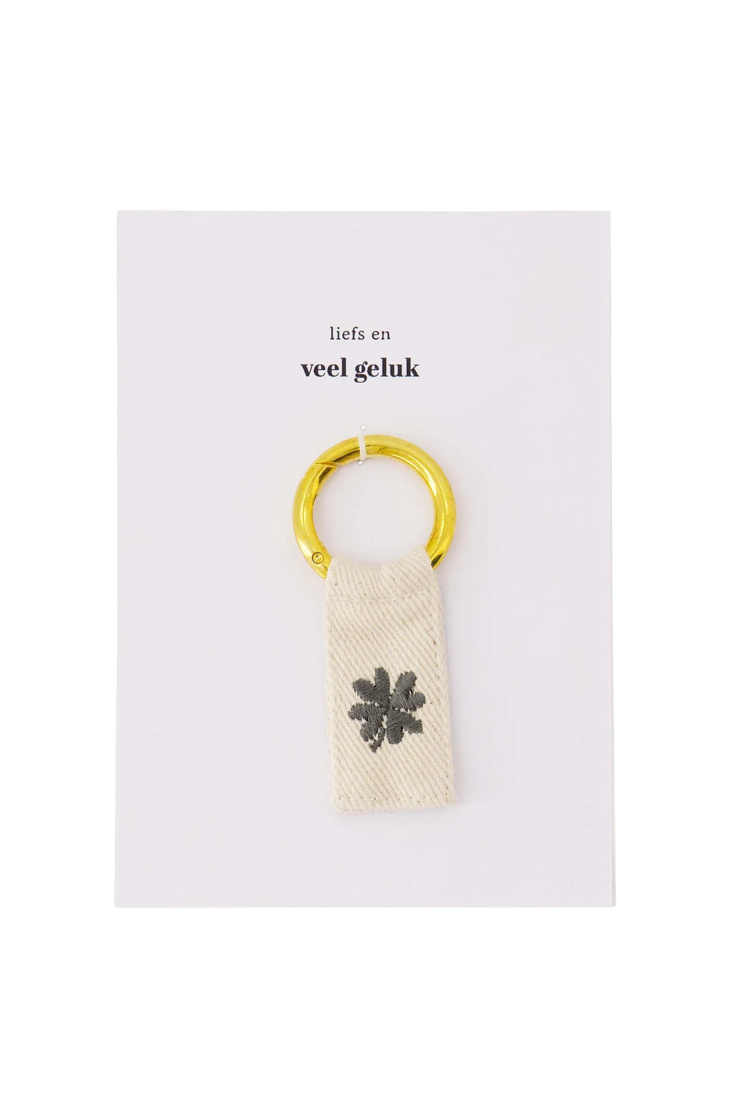 Zusss Ansichtkaart Sleutelhanger - Klavertje wit/groen
