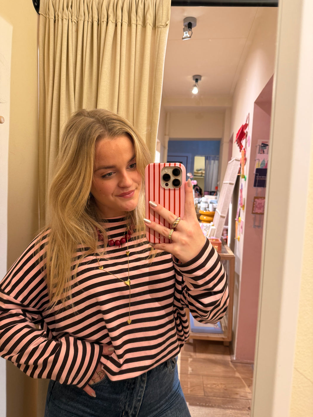 Longsleeve - Lichtroze/bruin