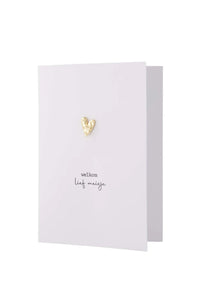 Zusss kaart met broche Welkom lief meisje - Wit