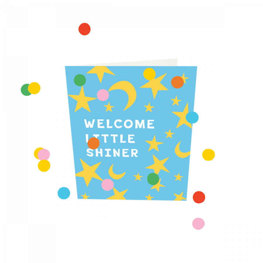 Confetti kaart - Welcome little shiner
