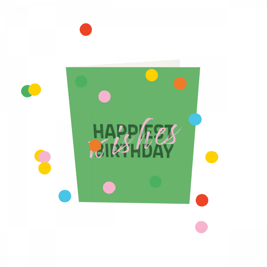 Confetti kaart - Happiest birthday wishes