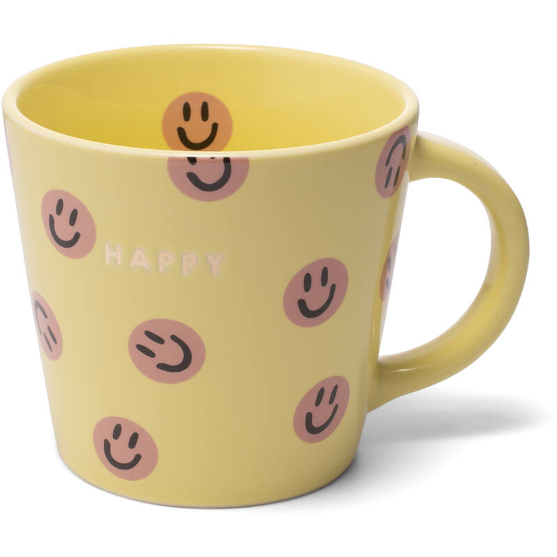 Cappuccino mug - Happy hartjes geel