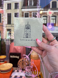 Tegeltje Oldehove gegraveerd - Mintgroen/Zwart