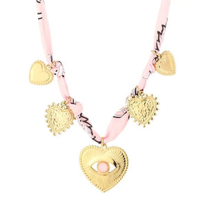 Bedelketting stof - Roze