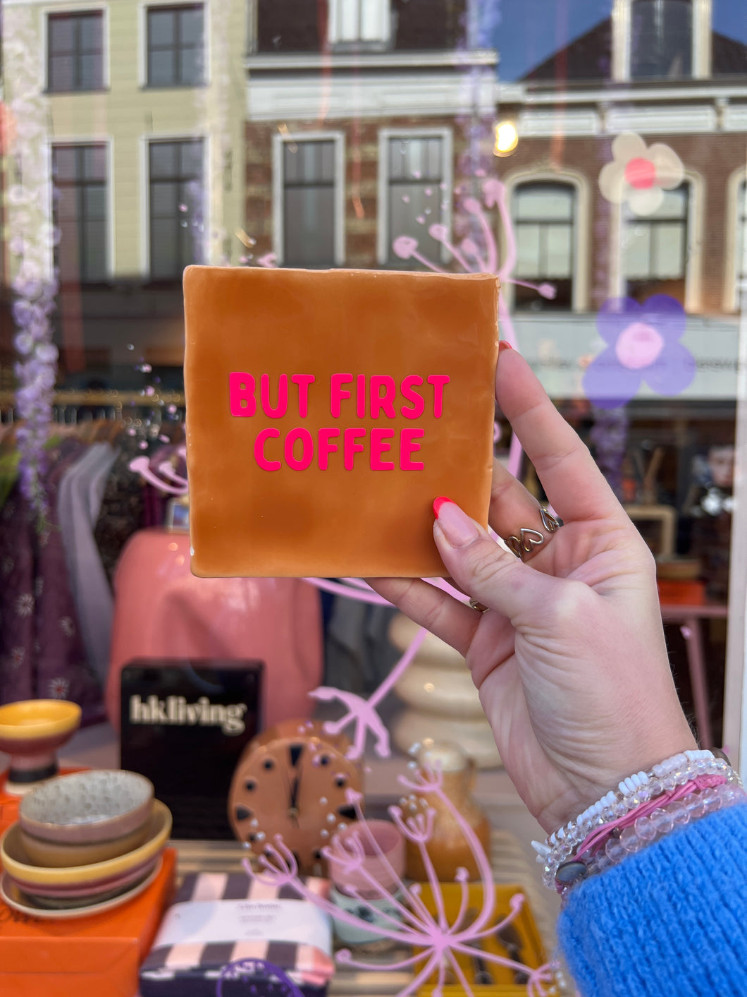 Tegeltje But first coffee - Oranje