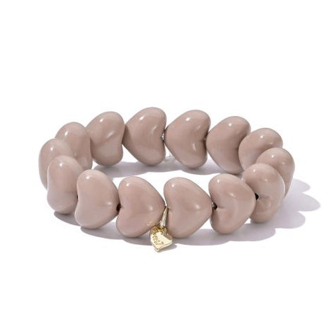 Armband hartjes beige