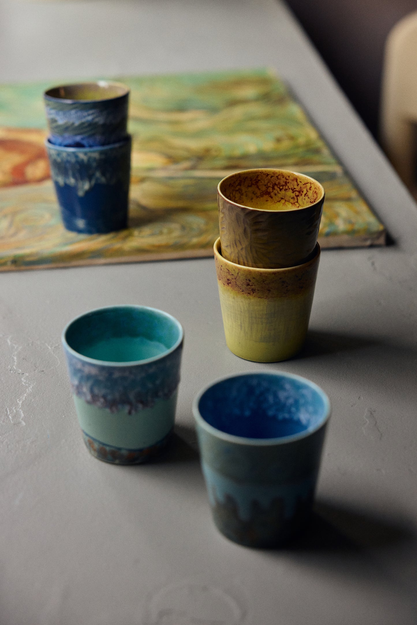 Hkliving 70s ceramics - Van Gogh coffee mugs - Sunflowers (set van 2)