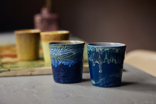 Hkliving 70s ceramics - Van Gogh coffee mugs - Starry night (set van 2)