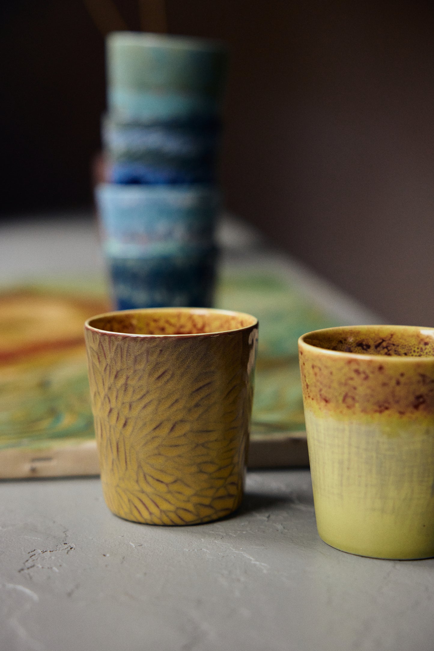 Hkliving 70s ceramics - Van Gogh coffee mugs - Sunflowers (set van 2)