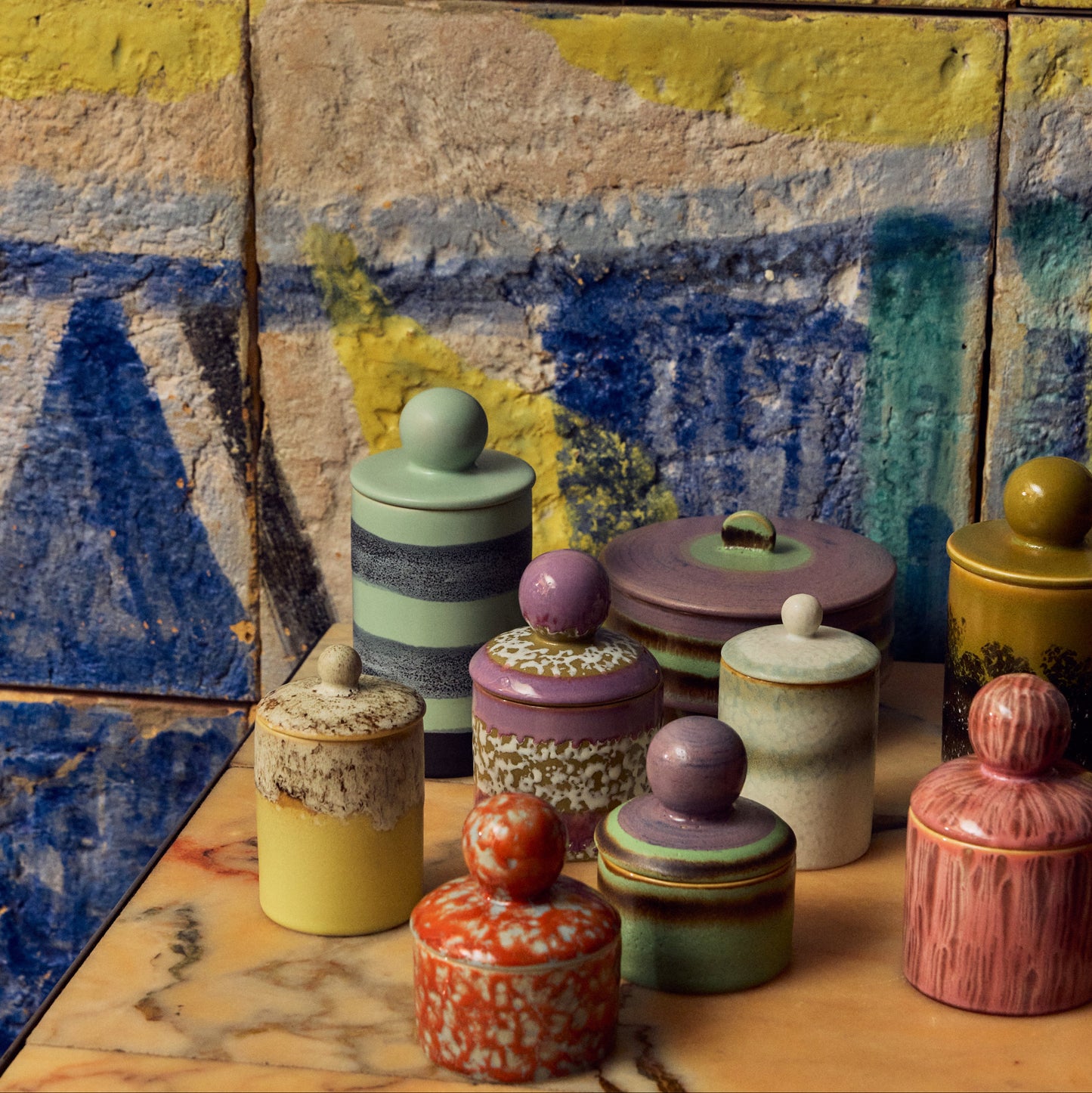 Hkliving 70s ceramics - Small storage jar, Deepsea