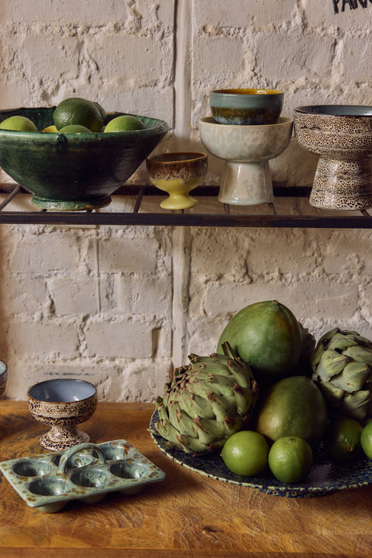 Hkliving 70s ceramics - Tapas bowl on base S, Lotus