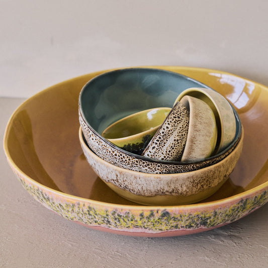 Hkliving 70s ceramics - Pasta bowls, Custard (set van 2)
