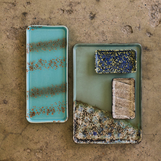 Hkliving 70s ceramics - Cake tray, Aqua