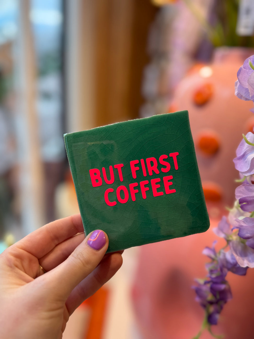 Tegeltje But first coffee - Groen