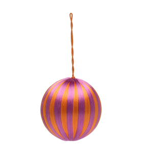 Anna + Nina Big Corded Orchid and Orange Stripe Ornament