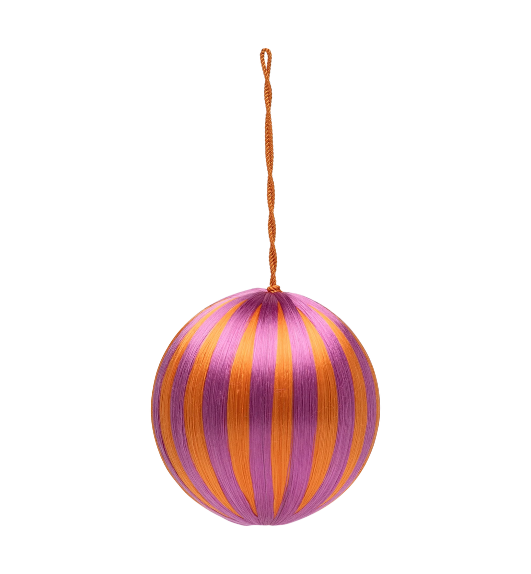 Anna + Nina Big Corded Orchid and Orange Stripe Ornament