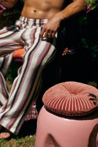 HK Living - Round ripple cushion burgundy