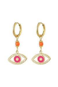 Oorbellen oogje - Fuchsia/goud