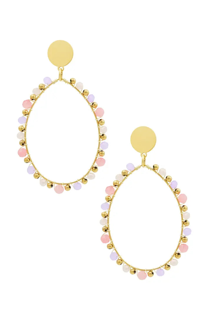 Oorbellen ovaal - Pastel roze/lila