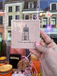 Tegeltje Oldehove gegraveerd - Lichtroze