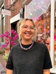 Ketting kralen vierkant - Paars