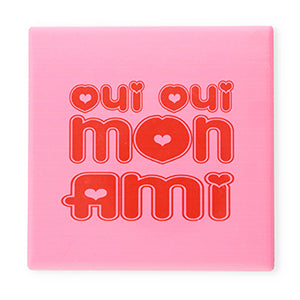 Tegeltje Oui oui mon ami - Pink/red