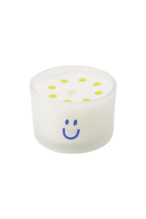 Zusss Geurkaarsje glas smiley wit/blauw