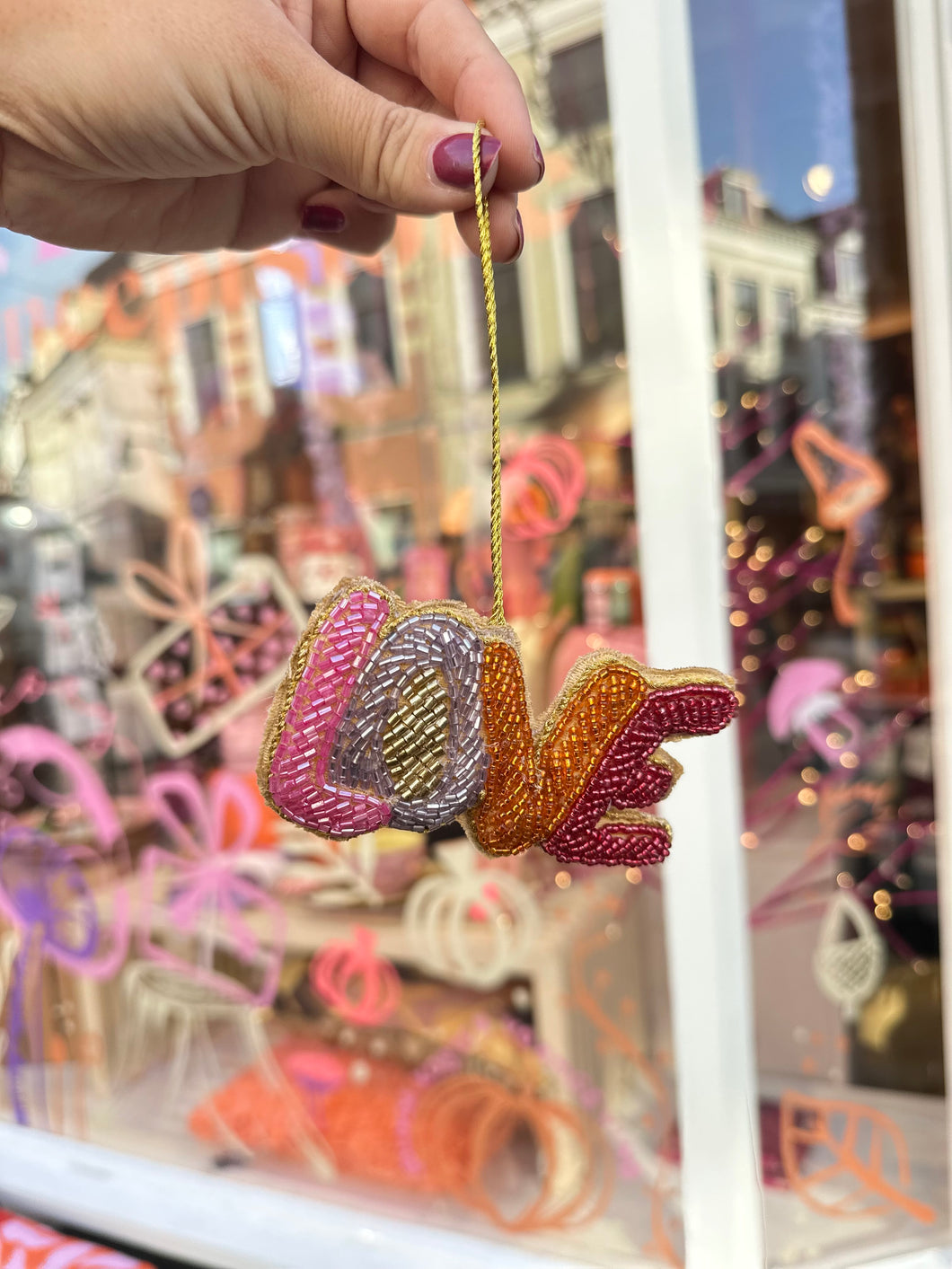 Kersthanger Love - Roze/Oranje/Paars