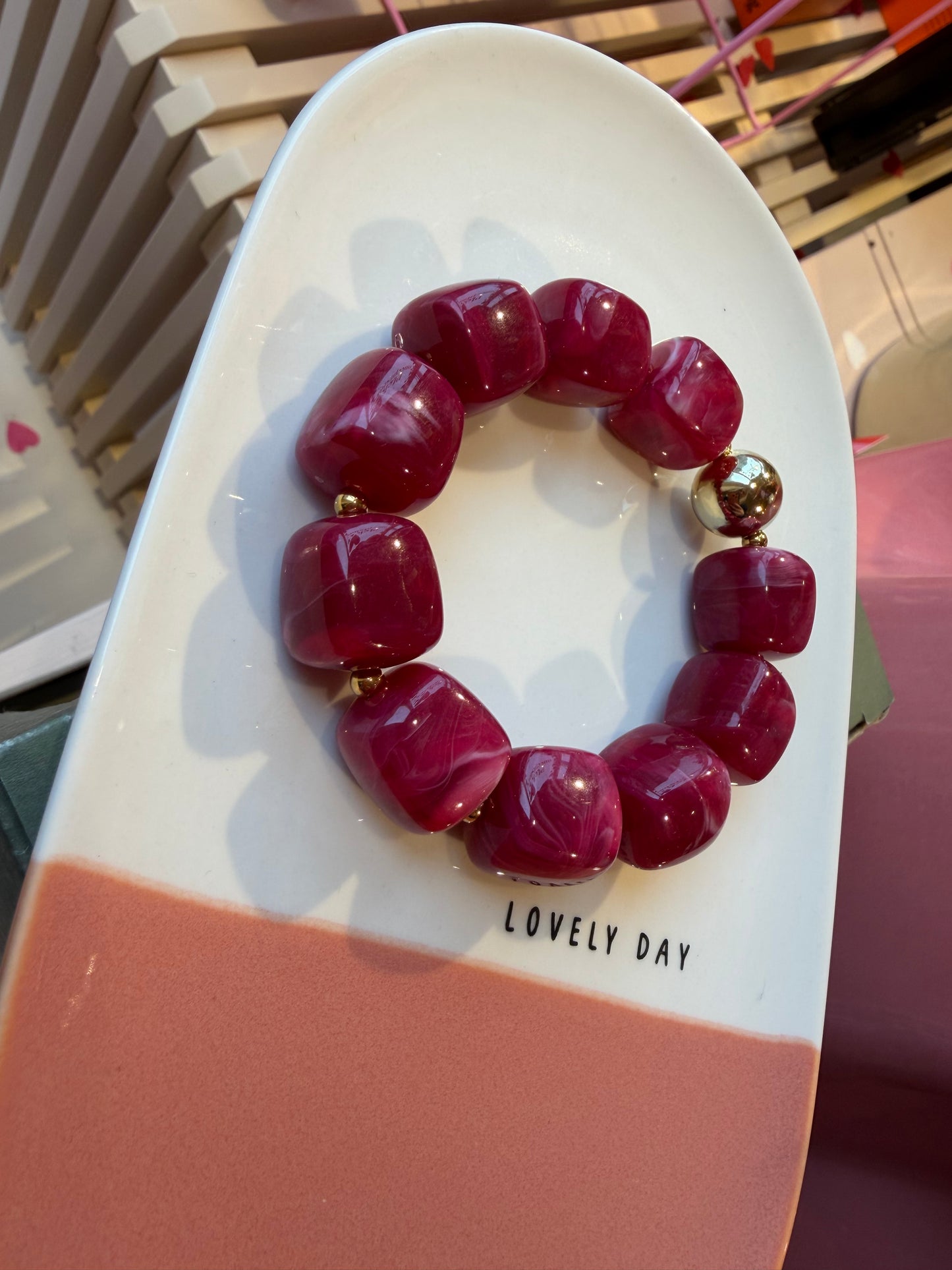 Kralen armband vierkant - Cherry