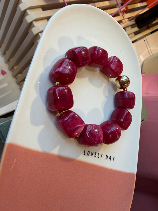 Kralen armband vierkant - Cherry