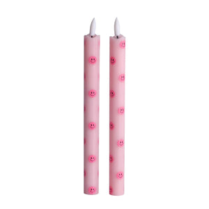 LED Pillar Kaars Smiley - Roze