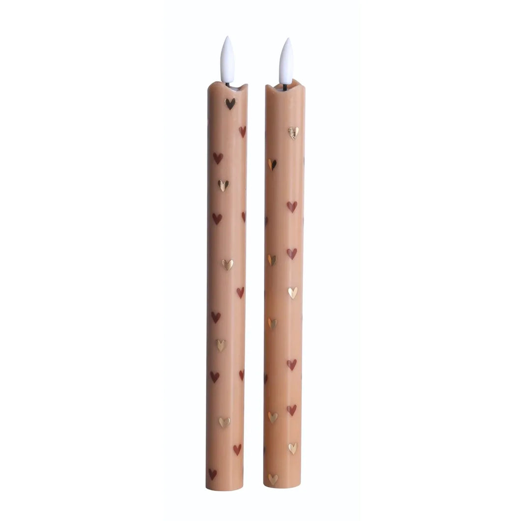 LED Pillar Hartjes - Beige