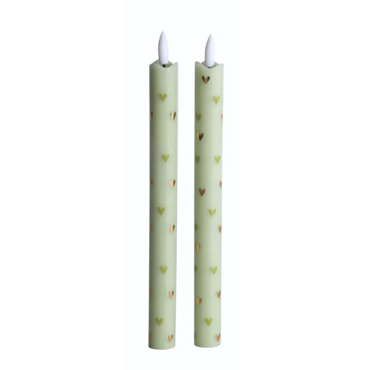 Led Pillar Kaars Hartjes - Groen