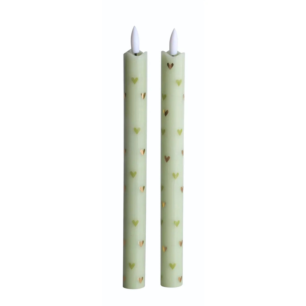Led Pillar Kaars Hartjes - Groen