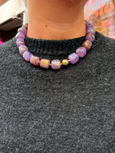 Afbeelding in Gallery-weergave laden, Ketting kralen vierkant - Paars
