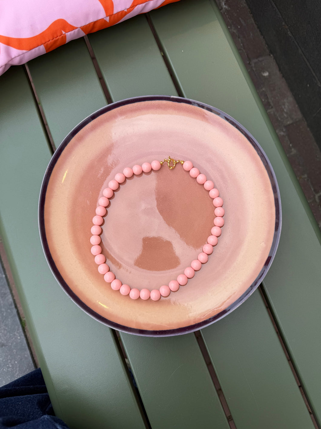 Kralen ketting klein - Zalm roze