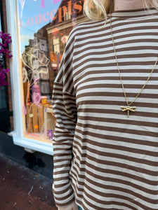 Longsleeve streep - Beige/bruin