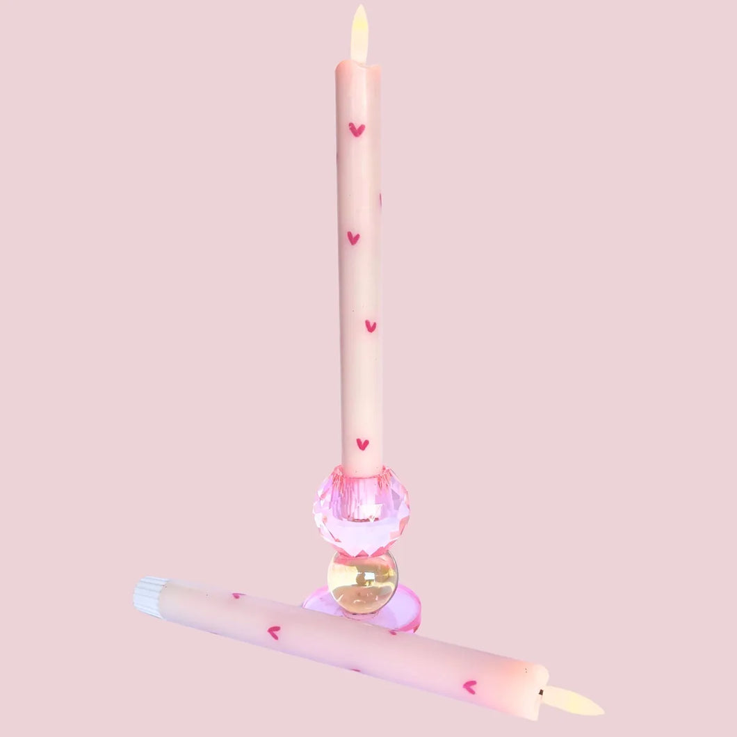 LED Pillar Kaars Hartjes - Roze