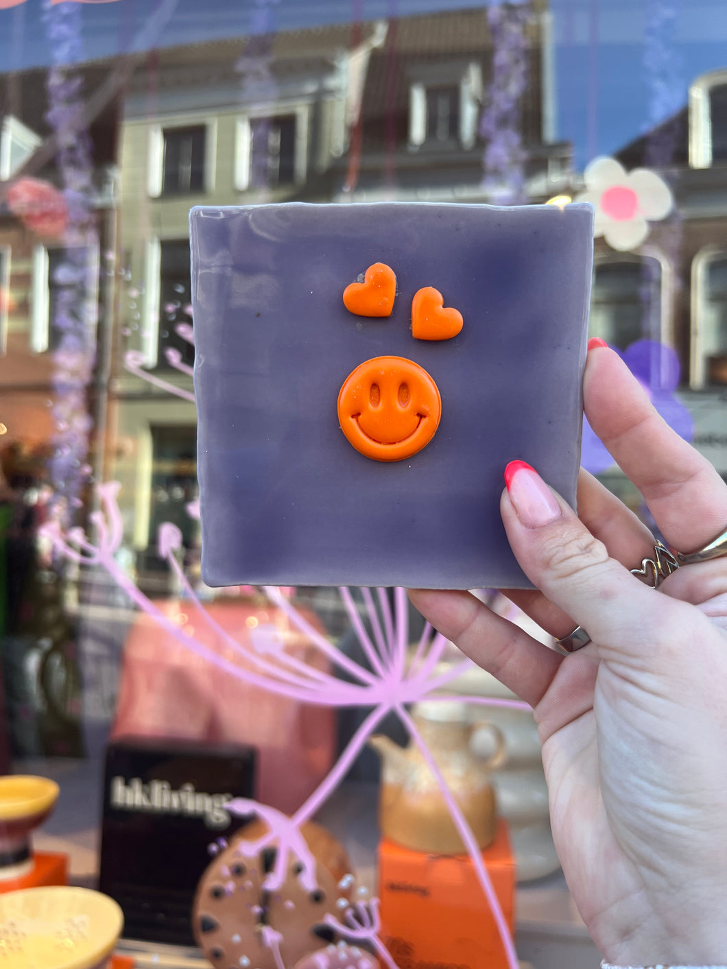 Tegeltje - Smiley hartjes