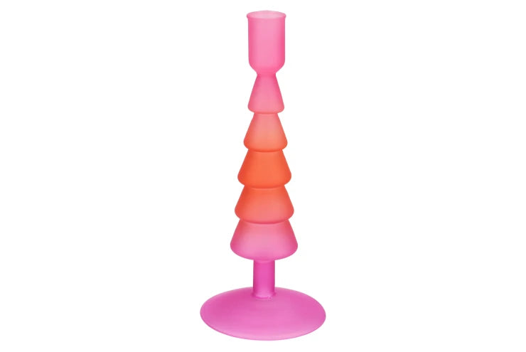 Kaarsenstandaard kerstboom - Roze/oranje