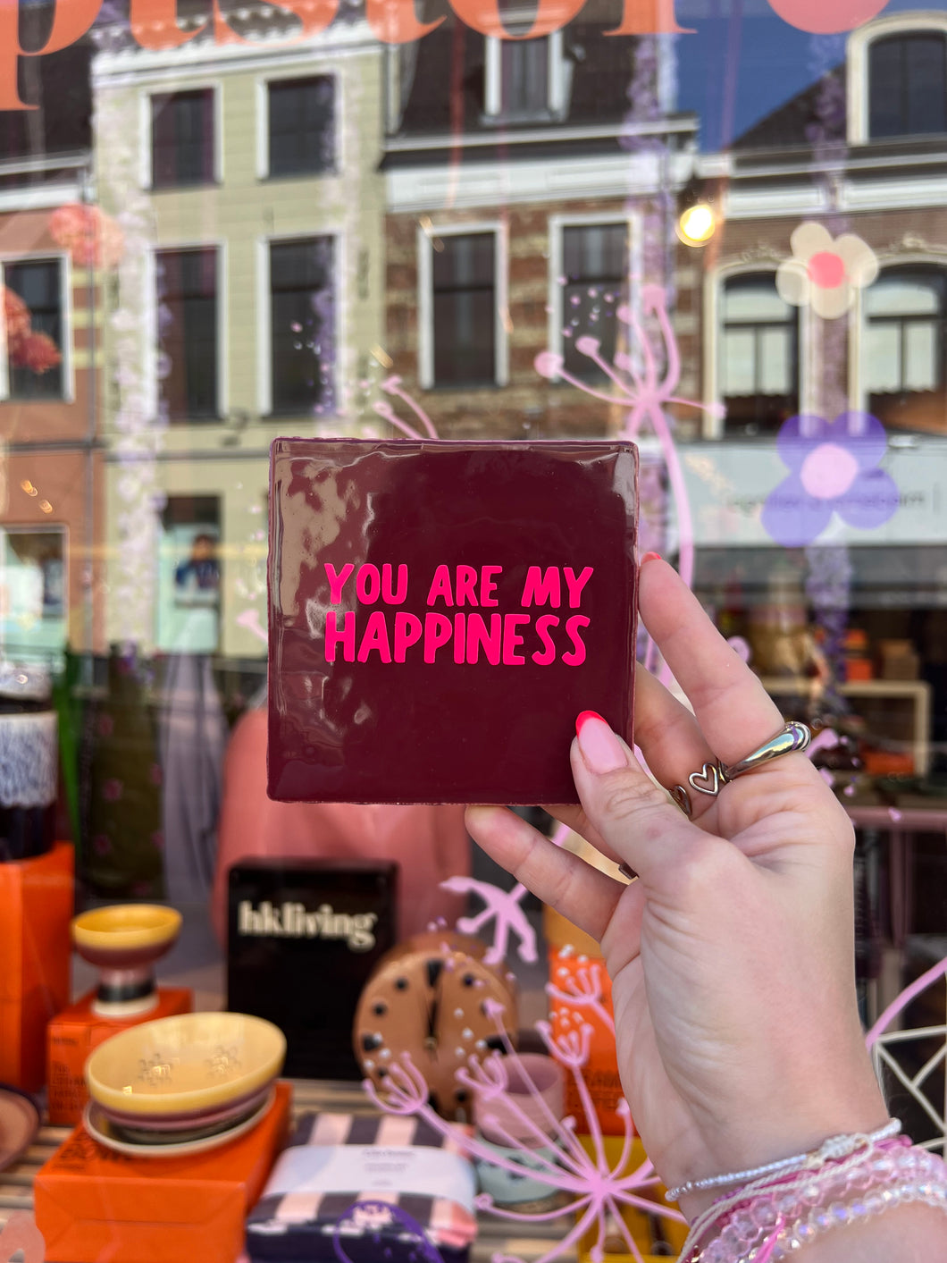 Tegeltje You are my happiness - Rood