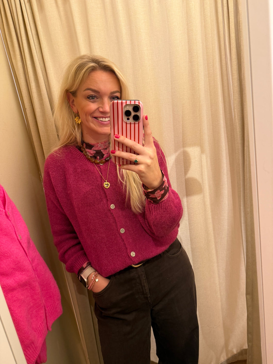 Vestje lange mouw - Roze/paars