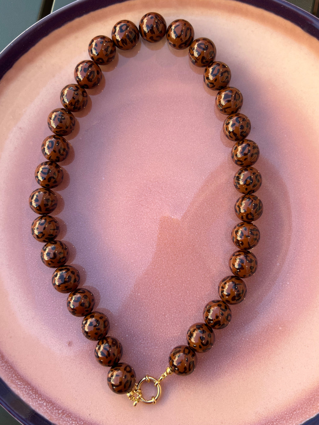 Ketting kralen groot - Tijgerprint