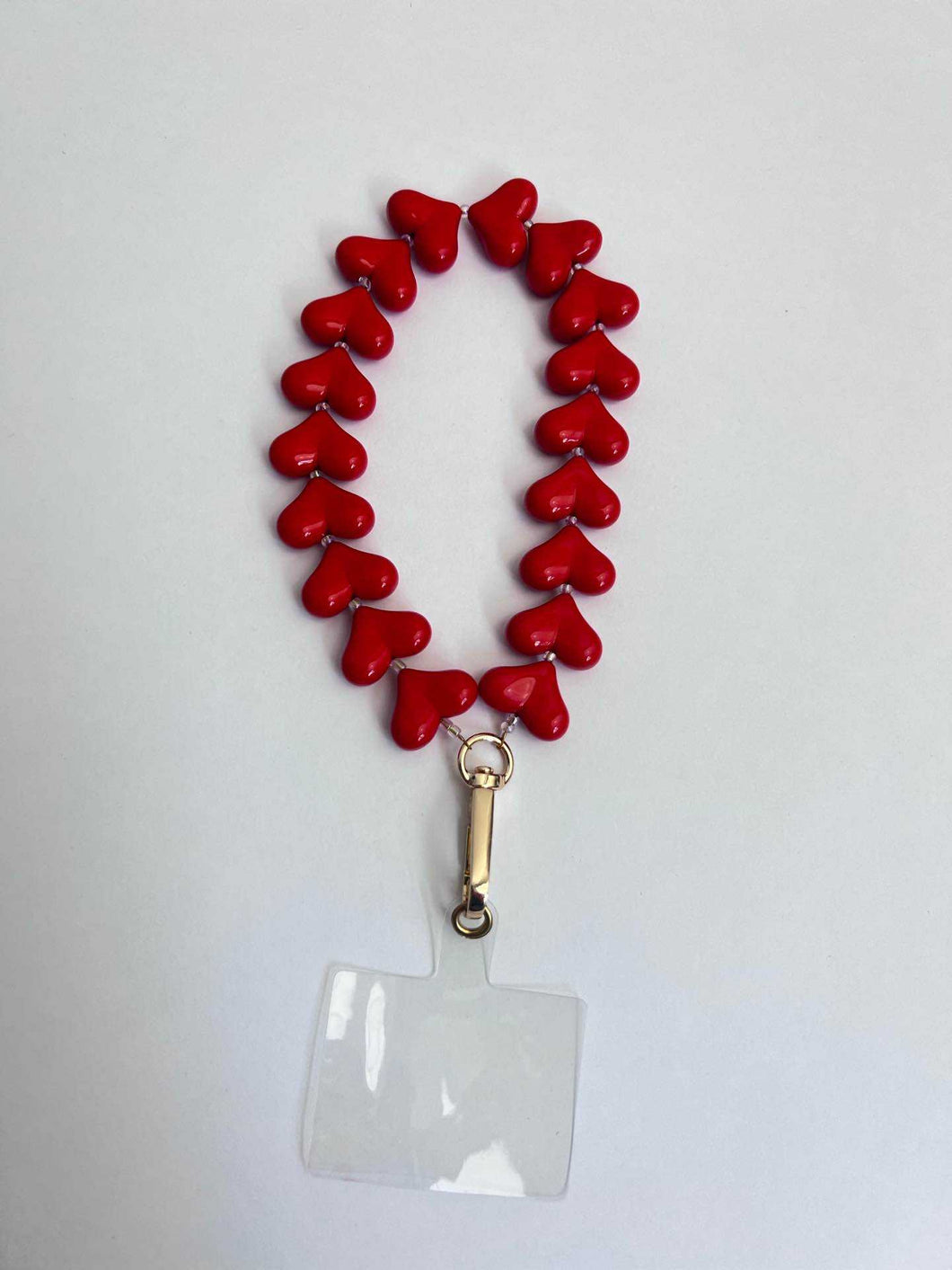 Telefoonkoord hartjes - Rood