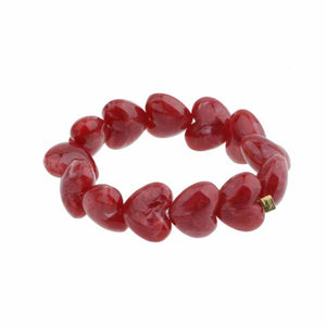 Armband kralen hartje - Rood