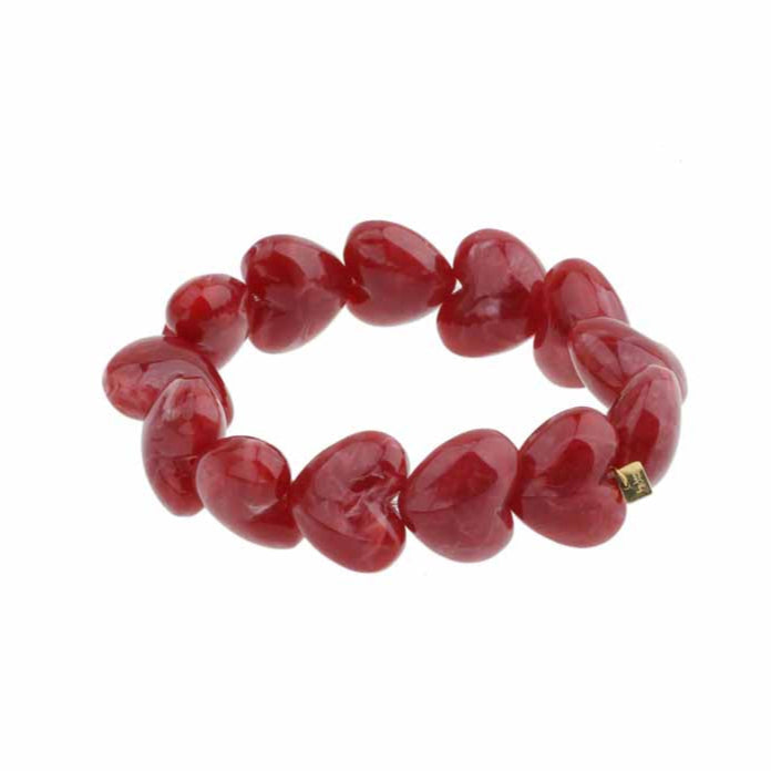 Armband kralen hartje - Rood