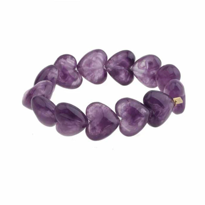 Armband kralen hartje - Paars